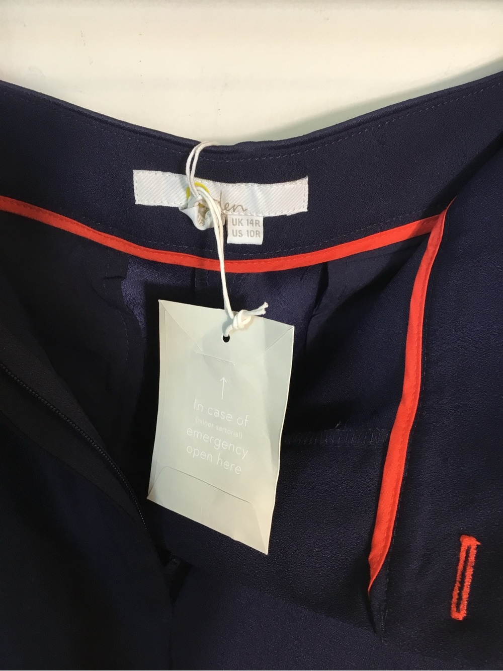Boden Wide Leg Navy with Orange Stripe NEW - Picture 6 of 7